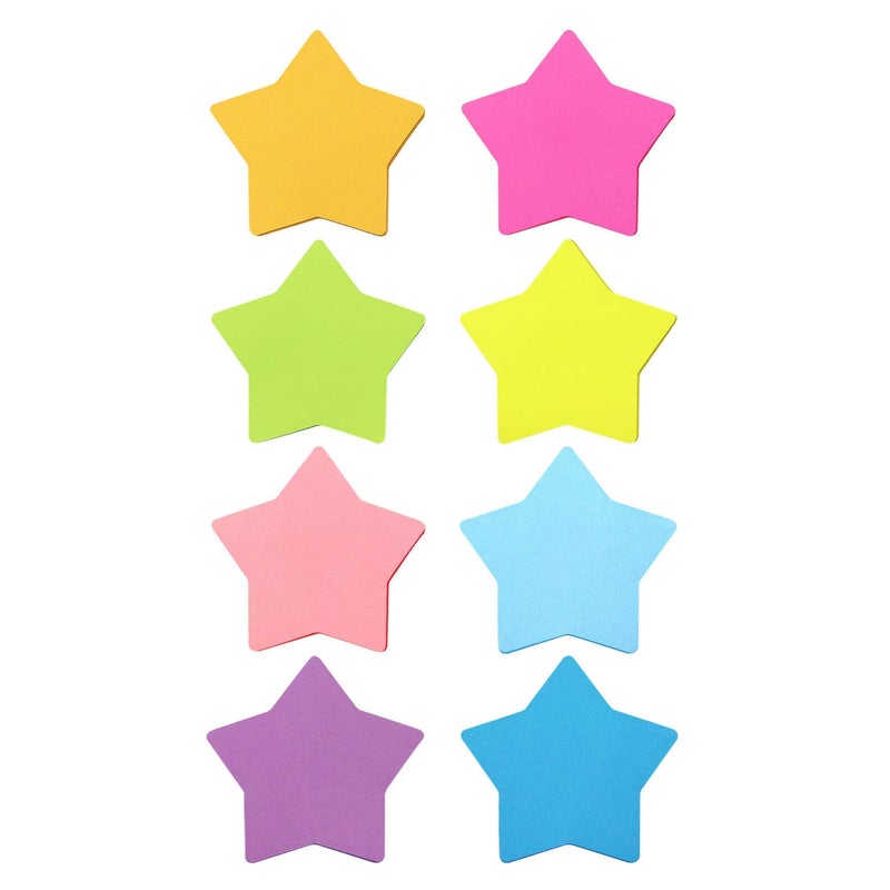 SIMONA Star Shape Sticky Notes 8 Color Bright Colorful Sticky Pad 75 Sheets/Pad Self-Sticky Note Pads (8 Pads) - Image 1